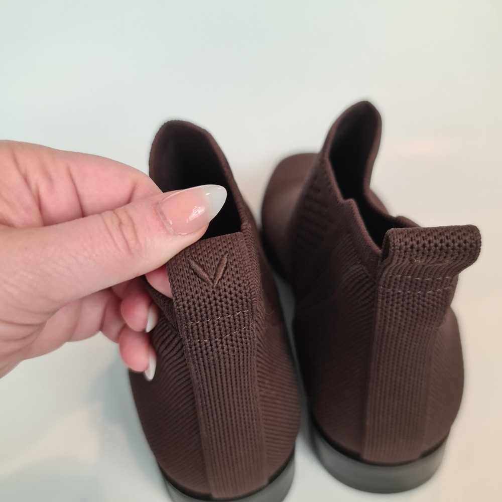 Vivaia Brown Knit Square Toe Chelsea Ankle Boots 39.5 Low Block Heel Womens 8.5 - Picture 5 of 10